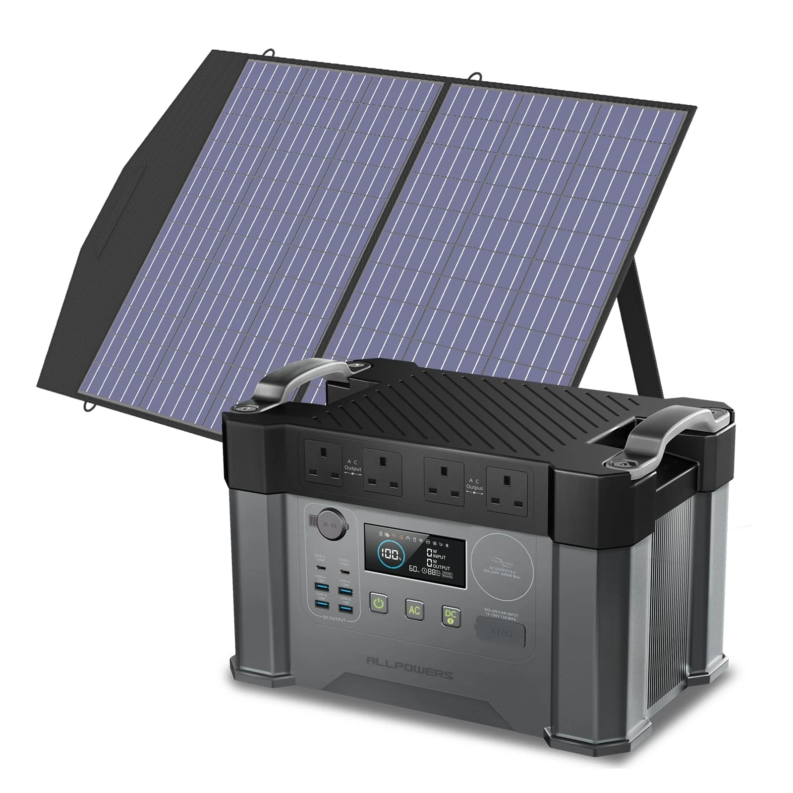 ALLPOWERS S2000 PRO Portable Power Station with 1x 100W Foldable Solar Panel, 1451Wh 2400W AC (Peak 4000W) Solar Generator, UPS Function Backup Battery Pack for Home Emergency Power Outdoor RV Camping