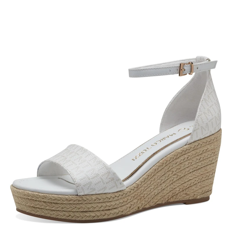 MARCO TOZZI Women's 2-28028-42 Sandal, WHITE COMB, 5.5