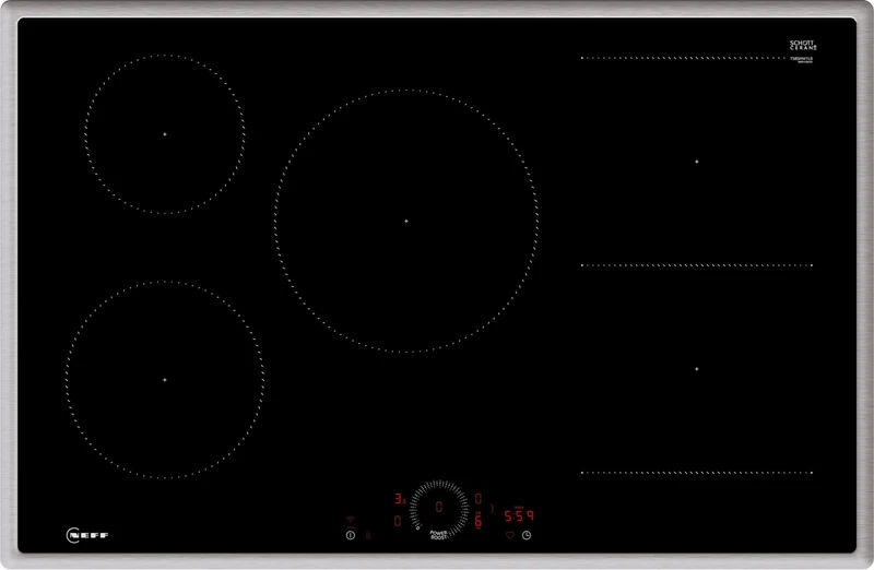 Neff, T58SHW1L0 Self-contained Combination Induction Hob with Twist Touch Control, N70, Width 80 cm, Black with Frame