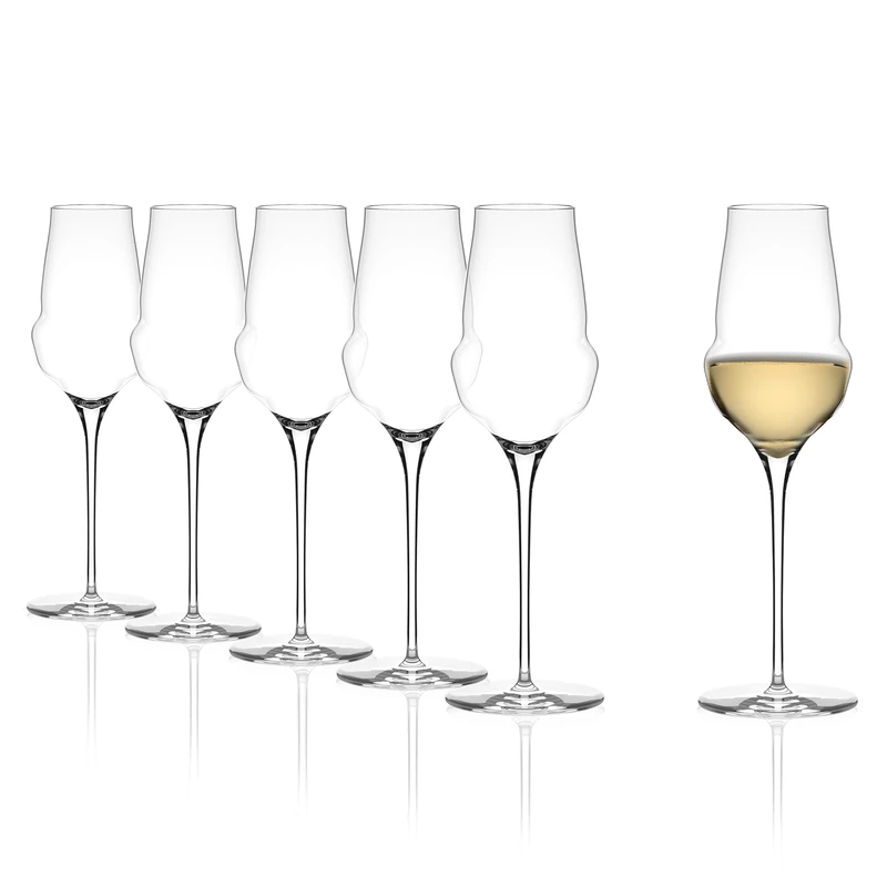 Stölzle Lausitz Champagne Glasses Cocoon Set of 6 340 ml - Extravagant Champagne Cocktail Glasses Ideal for Sparkling Wines - Crystal Champagne Glasses Made in Germany - Dishwasher Safe