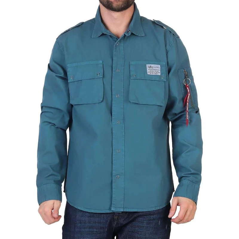 Alpha Industries Men's Urban Military Shirt Overshirt, Vintage Marine, S