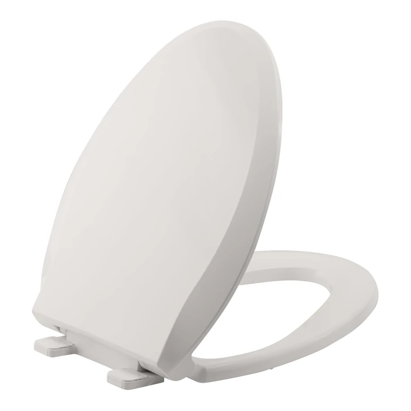 Durable Elongated Toilet Seat with Slow Soft Close - Easy to Install and Clean, Never Loosens - White, Fits Most Elongated Toilets Biscuit