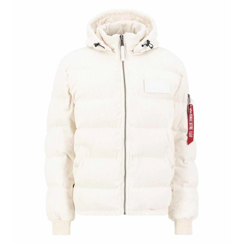 Alpha Industries Men's Puffer Cord Winter Jacket Jet Stream White