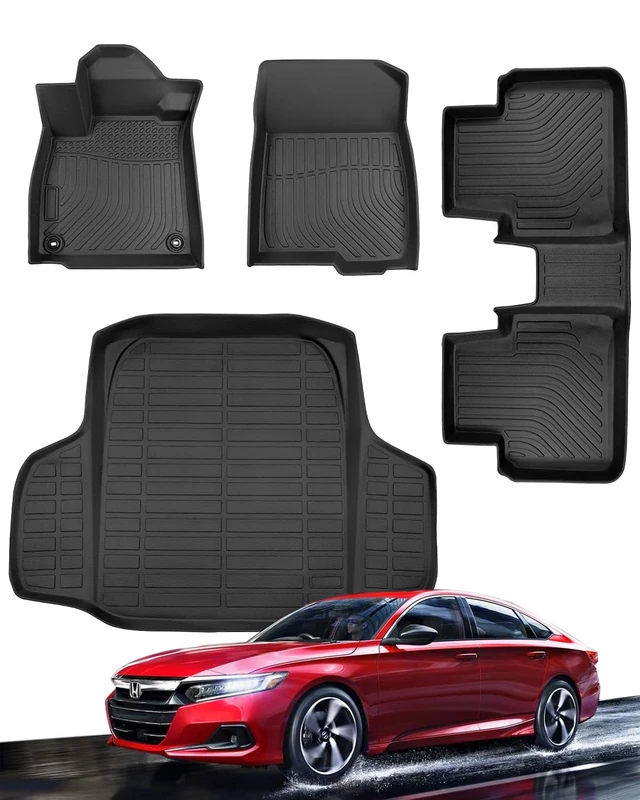 DrCarNow for Honda Accord Floor Mats 2022 2021 2020 2019 2018,Honda Accord Floor Mats 2018-2022 TPE All Weather Waterproof Rubber Car Mats for Honda Accord Accessories Gifts (4PCS)