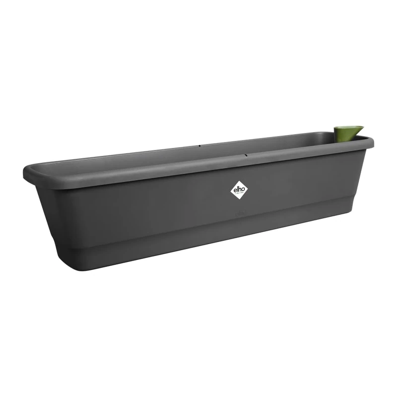 elho noa balcony trough xl - Balcony Planter with Water Reservoir - 100% Recycled Plastic - 78 x 20 x 17.8 cm - Black/Living Black - Image 1