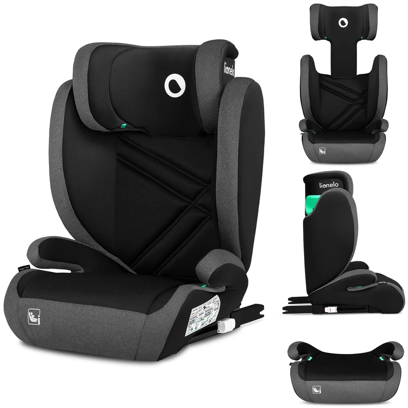 LIONELO Car Seat Hugo i-Size for Baby 15-36 kg Group 2-3(100-150cm) with ISOFIX &/or Belt Installation, 8-Level Headrest, Advanced Side Protection, Comfy Memory Foam, Armrests, Washable Upholstery