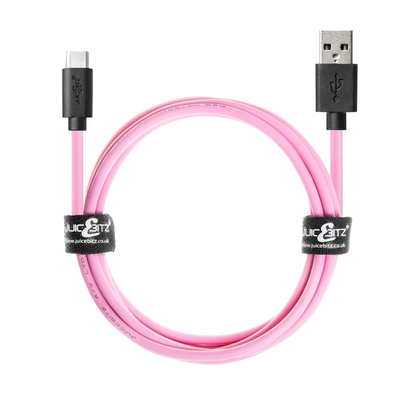 JuicEBitz Phone Charger USB A to USB C Cable 1m, 480mbps Fast Charger Compatible With Samsung Galaxy, Google Pixel, iPad, LG, Huawei, Sony Xperia + More, Pink