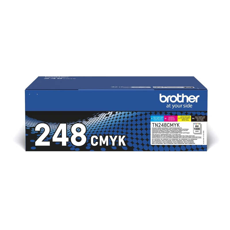 Brother TN-248BK/TN-248C/TN-248M/TN-248Y Toner Cartridges, Black/Cyan/Magenta/Yellow, Multi-Pack, Standard Yield, Includes 4 x Toner Cartridges, Genuine Supplies