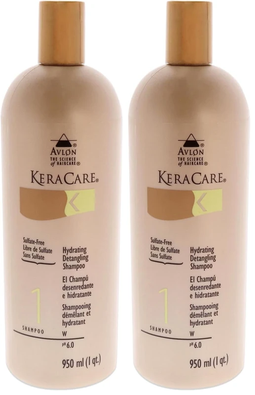 KeraCare Hydrating Detangling Shampoo- Dry, Damaged & Curly Hair 32oz (Pack of 2)