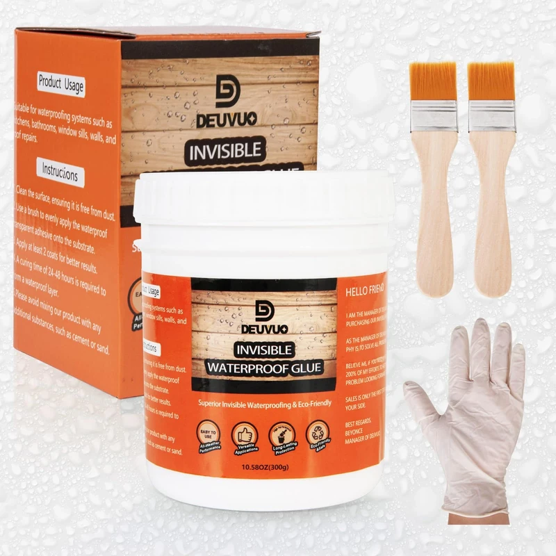 Deuvuo Transparent Waterproof Coating Agent, Anti-leakage Invisible Sealant for Bathroom, Kitchen, Garden, Roofs, Walls - Insulation Polyurethane (300g)