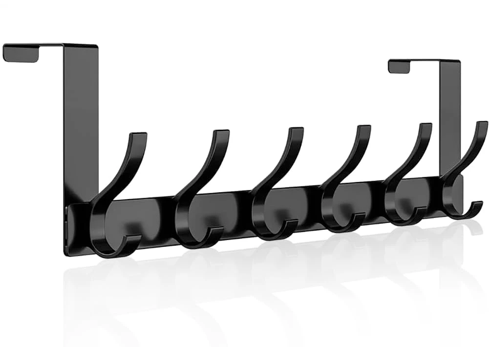 lmytdo Over Door Hook, Heavy Duty Stainless Steel Over Door Hanger with Rust Resistant Finish - 12 Hooks, Space Saving Over Door Organizer Rack for Hanging Coat, Towel, Bag, Bearing Weight 20kg