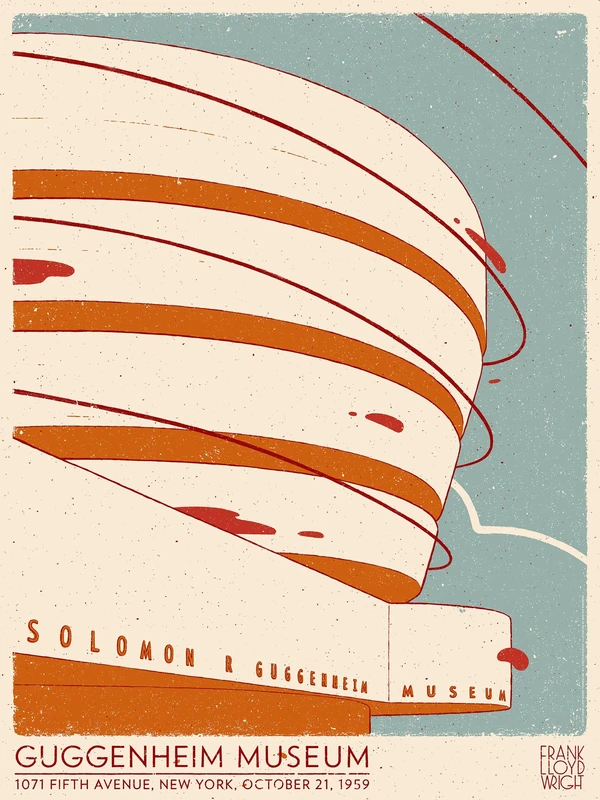 PLAKAT - Poster - Guggenheim Museum - Coral - Limited Edition (silkscreen) - Image 1