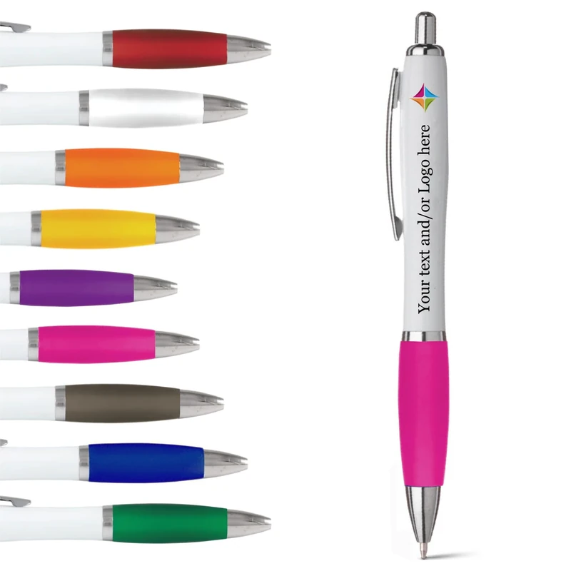 stika.co Pink Promotional Pen - Personalised Pens for School, Work, Gifts and Events - UV printed vibrant colors, with large branding space