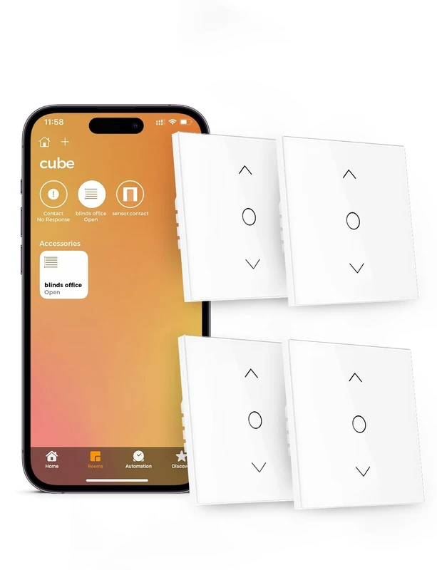 Refoss Wifi Roller Shutter Switch with Apple HomeKit, Roller Shutter Timer, Percentage Control Curtain Switch with Backlight, Compatible with Siri, Alexa, Google