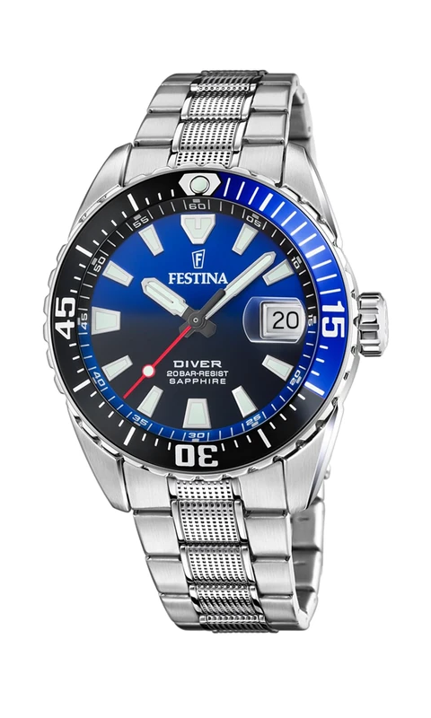 Festina Mens Divers Watch - WR 200M - with Steel Bracelet F20669/5