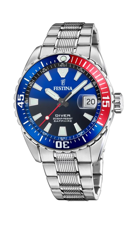 Festina Mens Divers Watch - WR 200M - with Steel Bracelet F20669/4