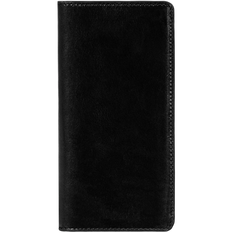 Time Resistance Leahter Wallet - Black Full Grain Leather Suit Money Holder - Tall Billfold Card Wallet - Made in Italy
