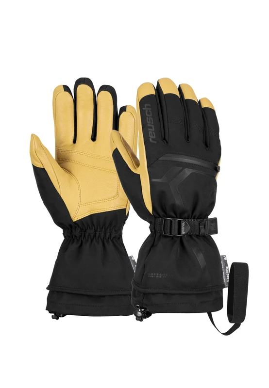 Reusch Down Spirit Gore-tex Extra Warm, Waterproof and Breathable Ski Gloves with Down, Black-Camel, 8.5