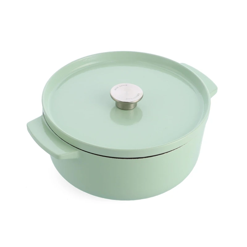 KitchenAid Cast Iron Ø 26cm/5.2 Litre Casserole with Lid, High-Quality, Robust & Durable,Searing,Browning or Frying,PFAS-Free Enamel Interior,Induction,Ergonomic Handle,Oven Safe up to 260°C,Pistachio