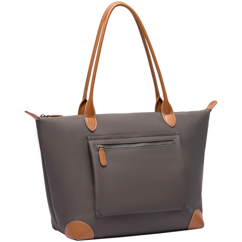 Doris&Jacky Tote Bag For Women Large Lightweight Leather Nylon Work Shoulder Bag And Foldable Travel Purse, Dark Grey, L - Image 1