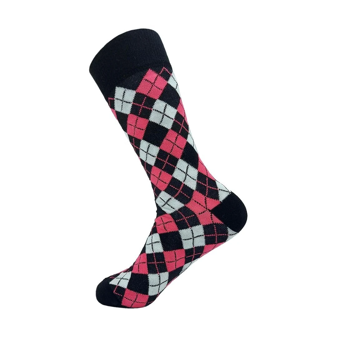 ECO CHIC Mens Bamboo Socks Breathable Hot and Cold Weather UK 6-11 Single Pair (Argyle Black)