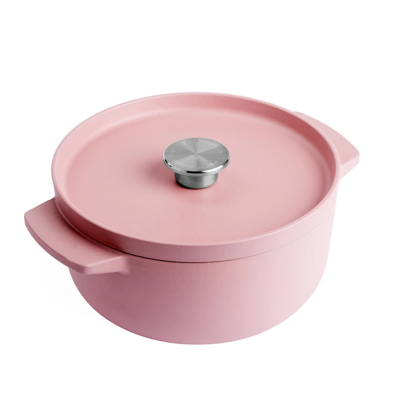 KitchenAid Cast Iron Ø 22cm/3.3 Litre Casserole with Lid, High-Quality,Robust & Durable,Searing,Browning or Frying,PFAS-Free Enamel Interior,Induction,Ergonomic Handle,Oven Safe up to 260°C,Dried Rose