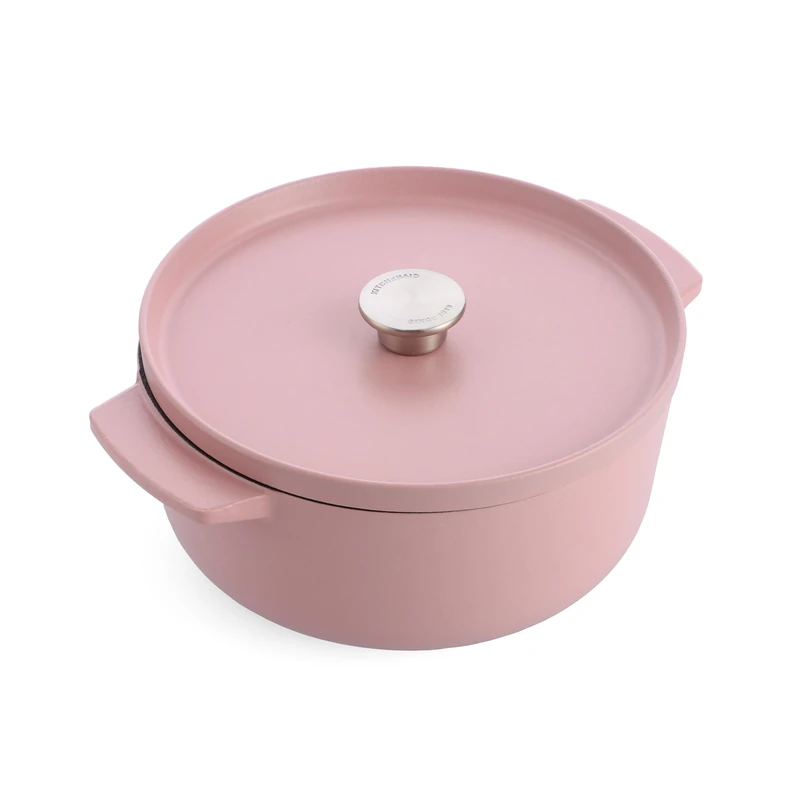 KitchenAid Cast Iron Ø 26cm/5.2 Litre Casserole with Lid,High-Quality,Robust & Durable, Searing,Browning or Frying,PFAS-Free Enamel Interior,Induction,Ergonomic Handle,Oven Safe up to 260°C,Dried Rose
