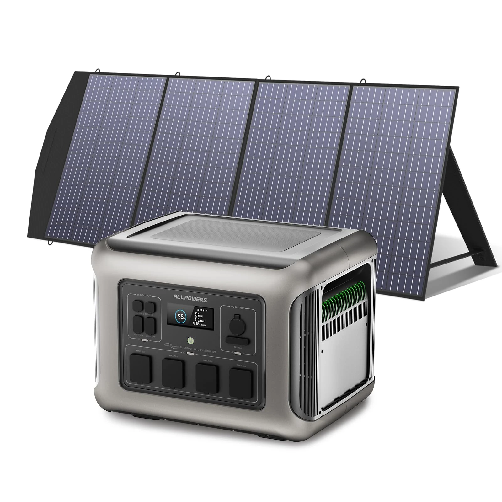 ALLPOWERS R2500 Solar Generator 2016Wh with 200W Portable Solar Panel, 4 X 2500W (4000W Surge) AC Outlets, Portable Power Station, Outdoor Generator for Home Backup Outdoors Camping RV Emergency