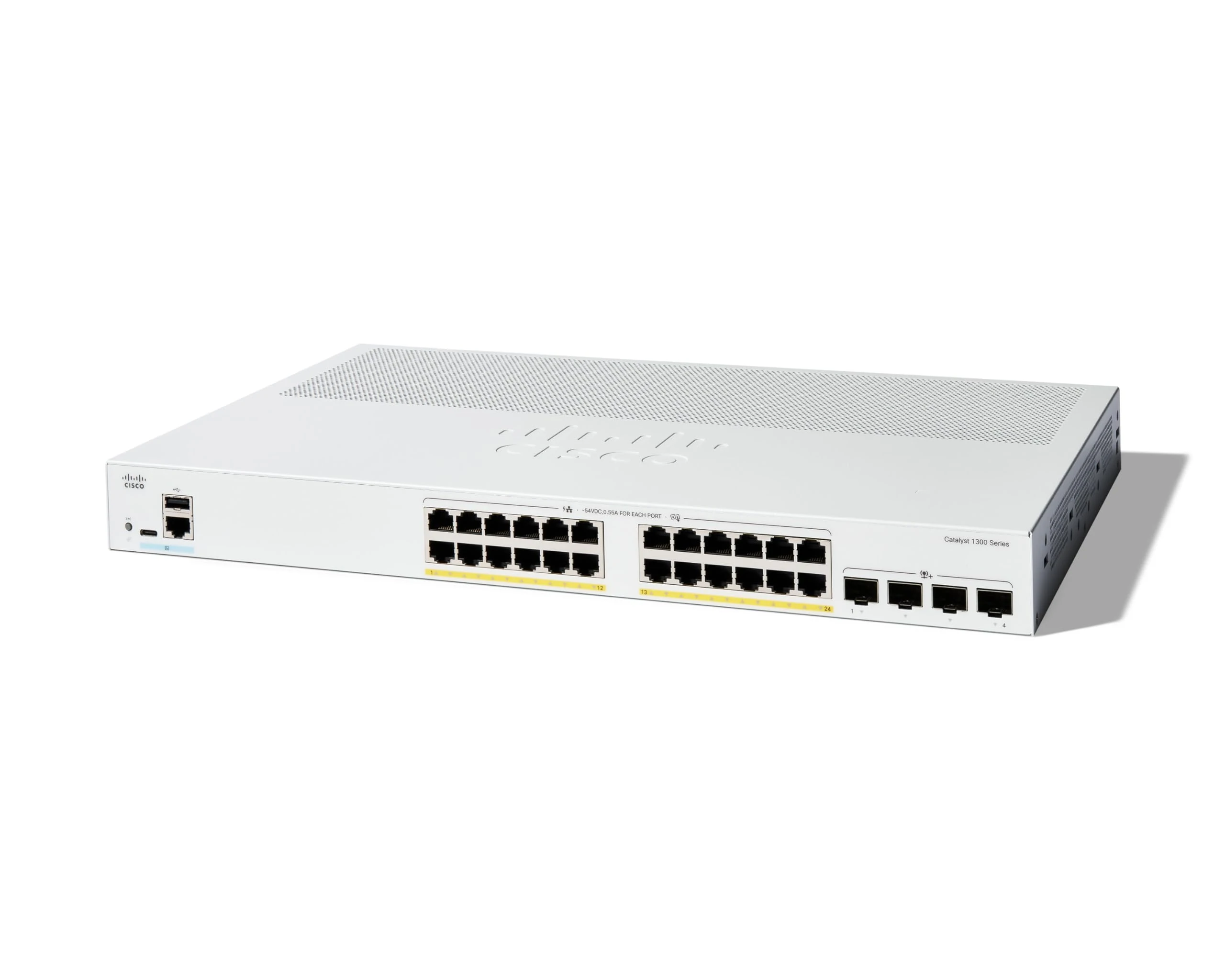 Cisco Catalyst 1300-24P-4X Managed Switch, 24 Port GE, PoE, 4x10GE SFP+, Limited Lifetime Protection (C1300-24P-4X)