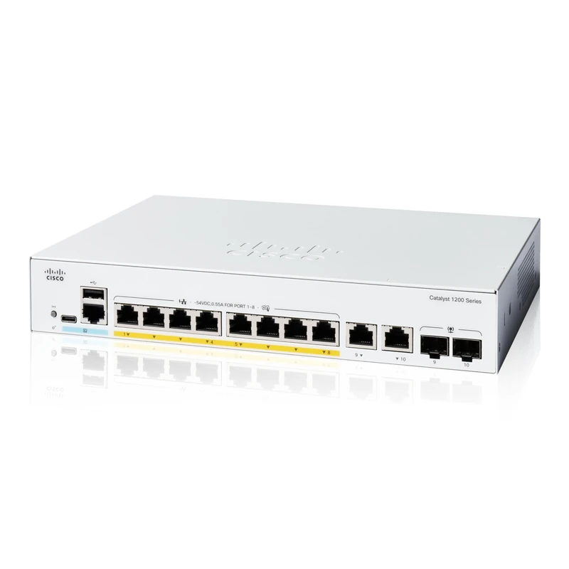 Cisco Catalyst 1200-8FP-2G Smart Switch, 8 Port GE, Full PoE, 2x1GE Combo, Limited Lifetime Protection (C1200-8FP-2G) - Image 1