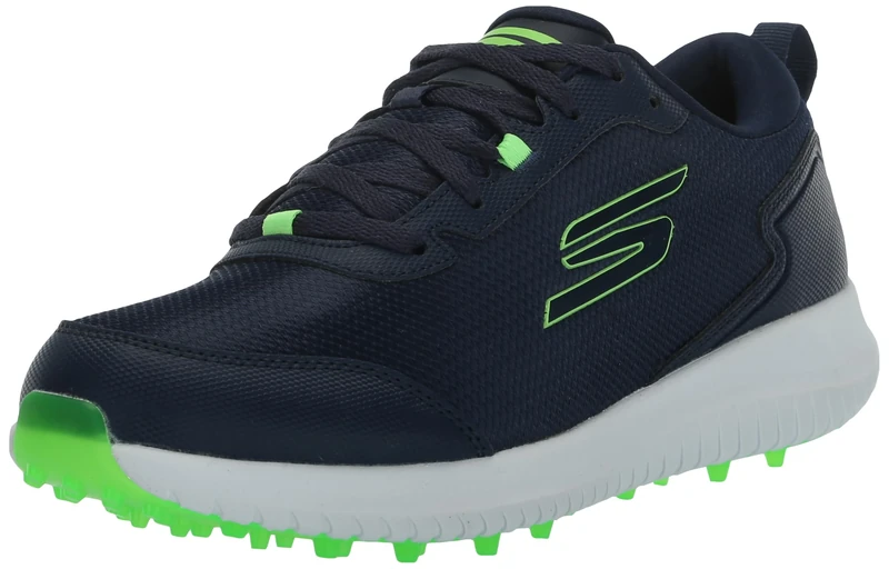 Skechers Men's Max Fairway 4 Lightweight Spikeless Golf Shoe, Navy/Lime, 7 UK