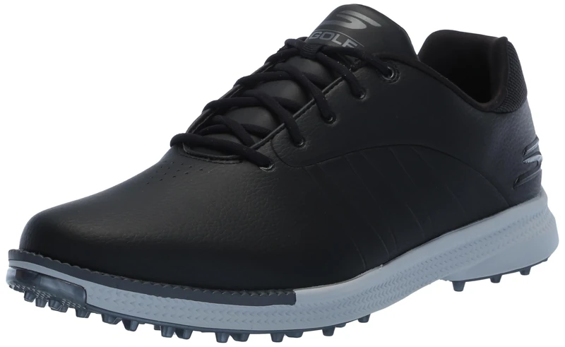 Skechers Men's Tempo Spikeless Waterproof Lightweight Golf Shoe, Black/Grey, 8.5 Wide