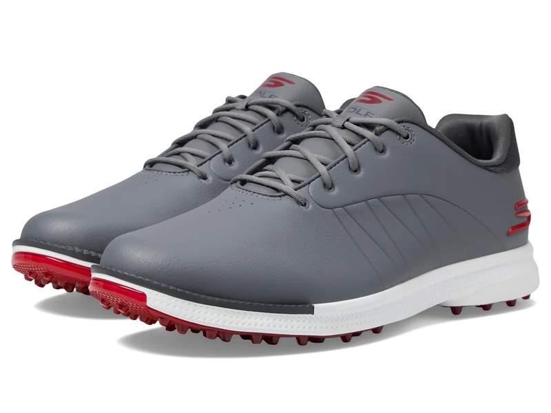 Skechers Men's Tempo Waterproof Golf Shoes Trainers, Grey red, 7.5 UK