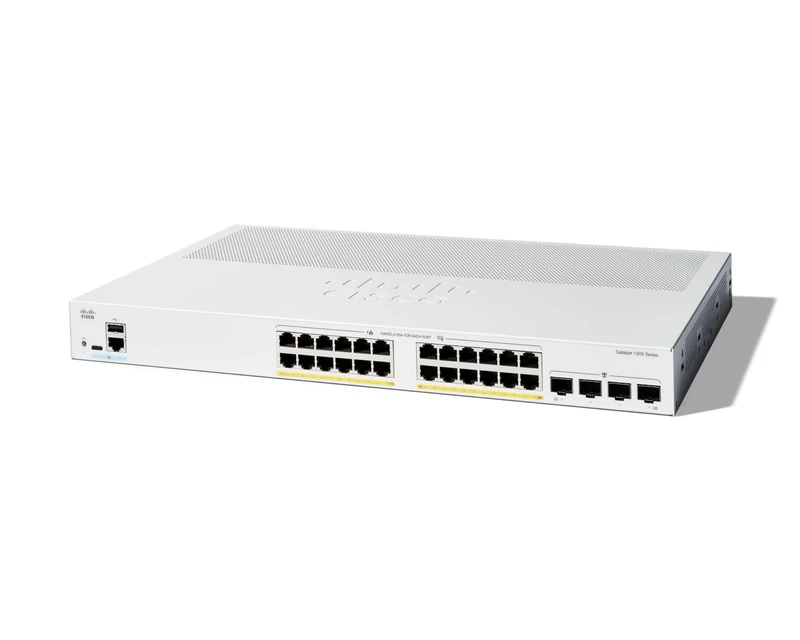 Cisco Catalyst 1300-24P-4G Managed Switch, 24 Port GE, PoE, 4x1GE SFP, Limited Lifetime Protection (C1300-24P-4G)