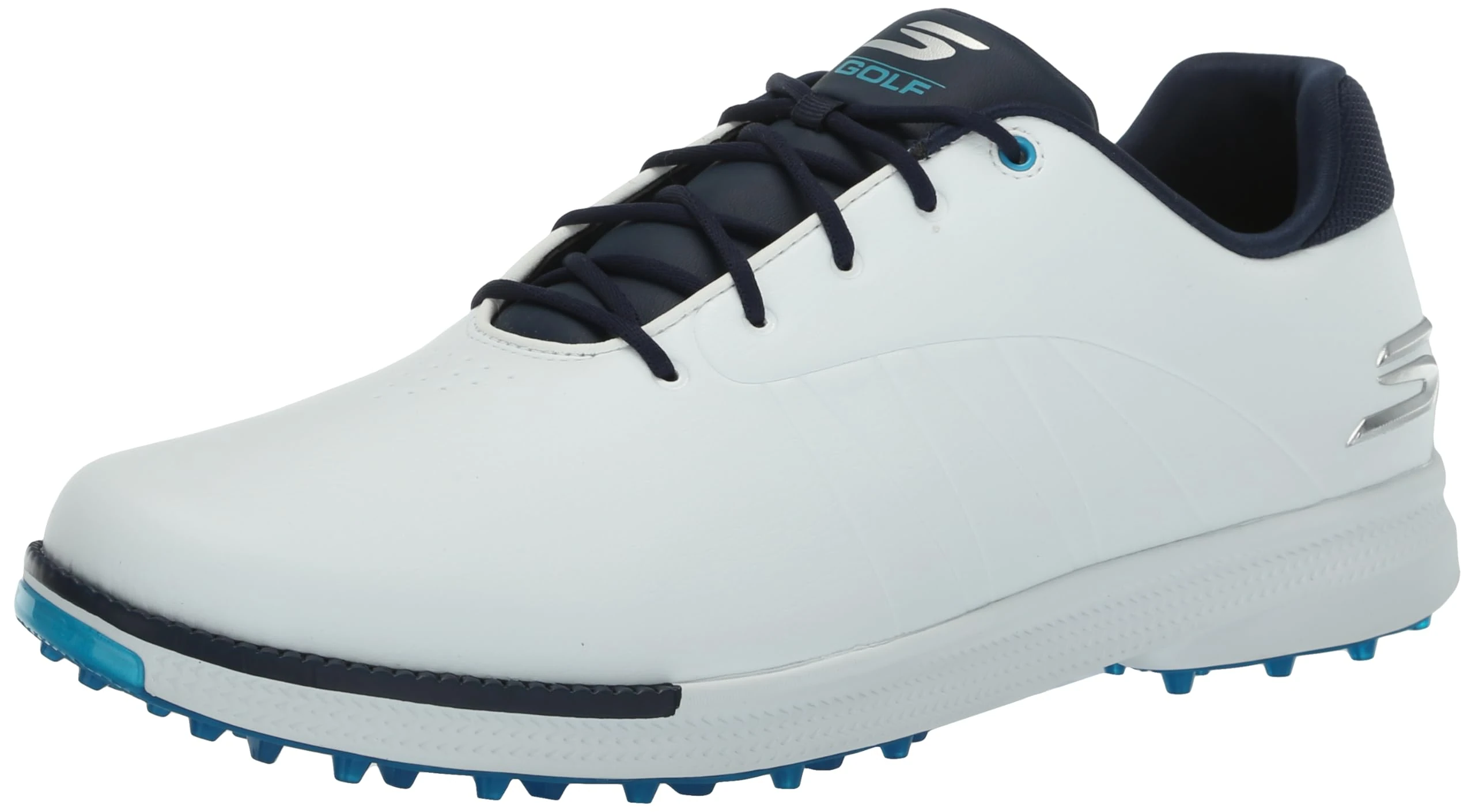 Skechers Men's Tempo Golf Shoe Without Spikes, Waterproof, Lightweight Sneaker, White Navy, 11 UK