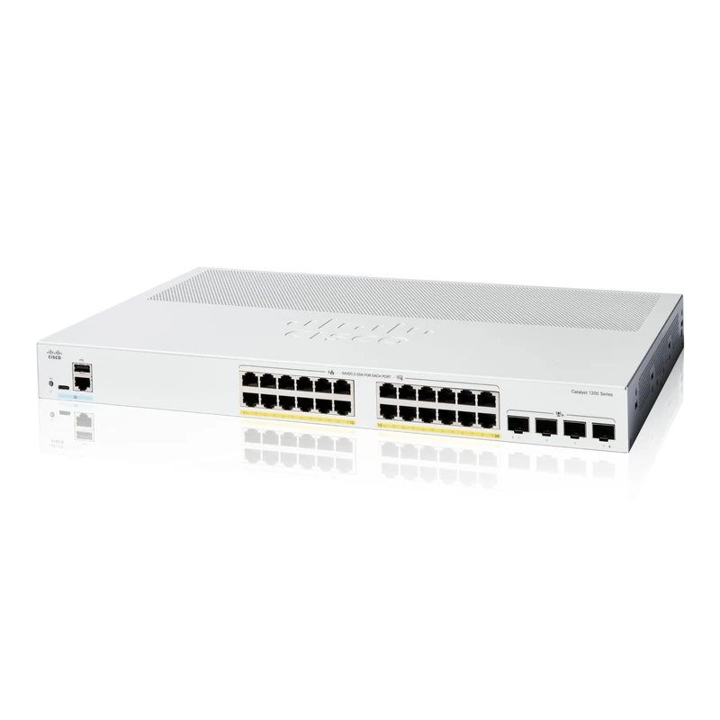 Cisco Catalyst 1200-24P-4X Smart Switch, 24 Port GE, PoE, 4x10GE SFP+, Limited Lifetime Protection (C1200-24P-4X)