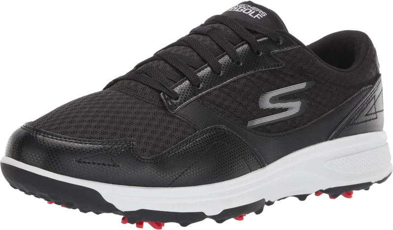 Skechers Men's Torque Sport Fairway Relaxed Fit Spiked Golf Shoe Sneaker, Black/White, 8.5 UK Wide