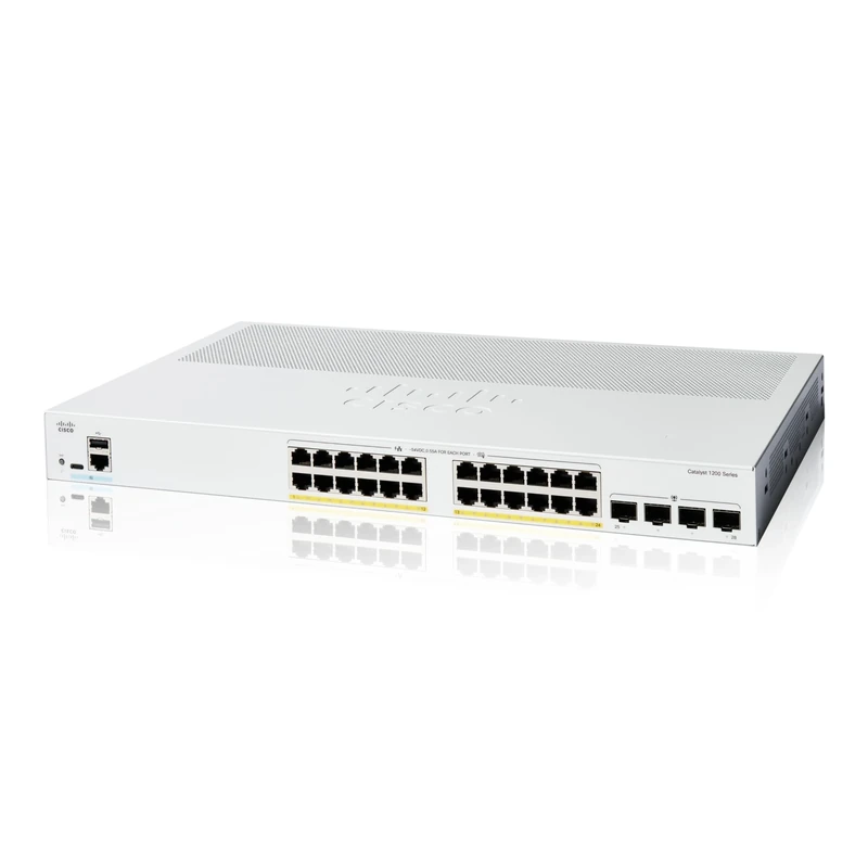 Cisco Catalyst 1200-24P-4G Smart Switch, 24 Port GE, PoE, 4x1GE SFP, Limited Lifetime Protection (C1200-24P-4G)