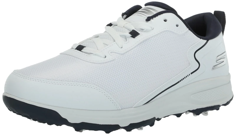Skechers Men's Torque Sport Fairway Relaxed Fit Spiked Golf Shoe Sneaker, White/Navy, 11 UK Wide