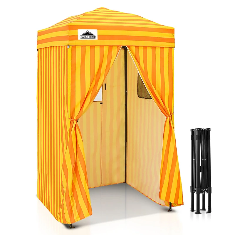 EAGLE PEAK Flex Ultra Compact 1.2mx1.2m Pop-up Canopy, Sun Shelter, Changing Room, Portable Privacy Canopy Cabana for Pool, Fashion Photoshoots, or Camping, Yellow/Orange