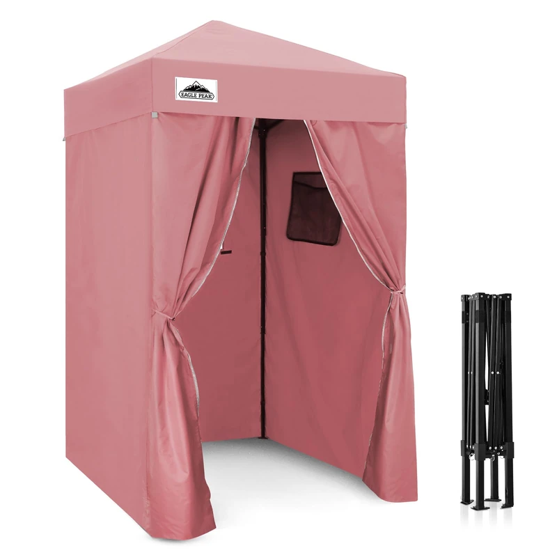 EAGLE PEAK Flex Ultra Compact 1.2mx1.2m Pop-up Canopy, Sun Shelter, Changing Room, Portable Privacy Canopy Cabana for Pool, Fashion Photoshoots, or Camping, Pink - Image 1