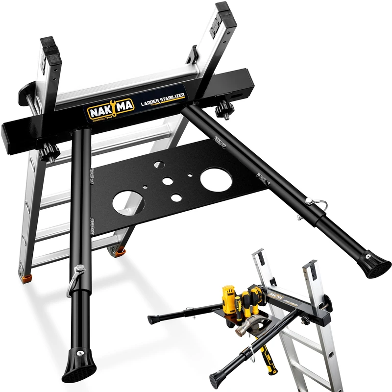 Nakyma Ladder Stabilizer, Ladder Stabilizer for Roof, Wall Ladder Standoff Aviation Grade Aluminium, Adjustable Leg 22-29.5" Ladder Stabilizer withstands 300 LBS Weight Rating - Image 1