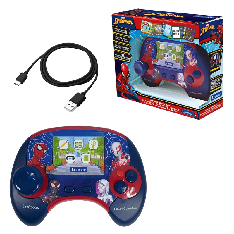 Lexibook, Spiderman, Power Console®, Bilingual Spanish/English educational game console with 100 activities, JCG100SPi2