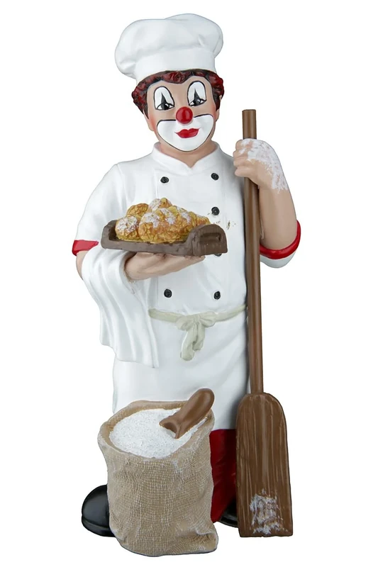 GILDE Clown Oven Fresh Resin - Baker's Craft - Decorative Figure and Collector's Item - 15 cm High, White
