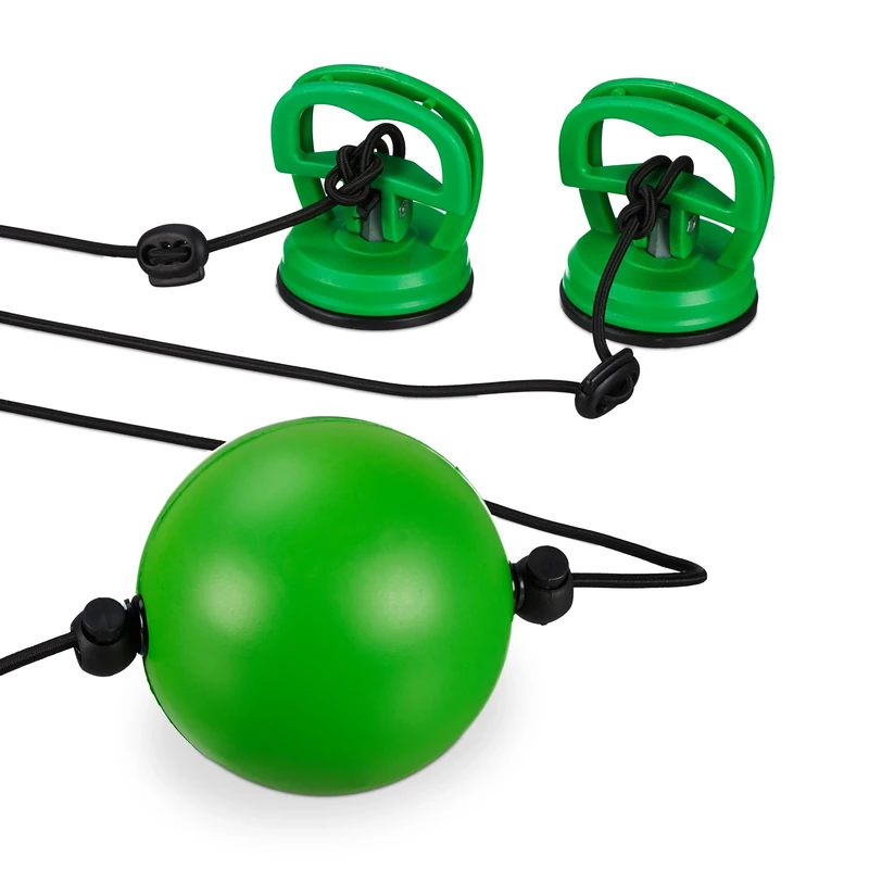 Relaxdays Reflex Boxing Ball, Double End Hand-Eye Coordination Exercise, at-Home Speed Punching Training, Green/Black - Image 1