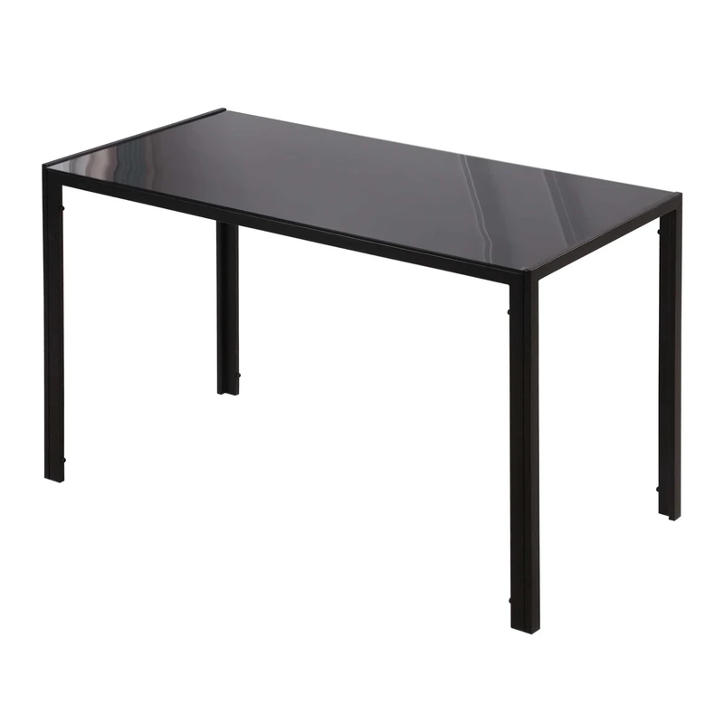 HOMCOM Dining Table for 4 People, Glass Kitchen Table with Tempered Glass Tabletop and Steel Legs for Dining Room (Chairs Not Included)