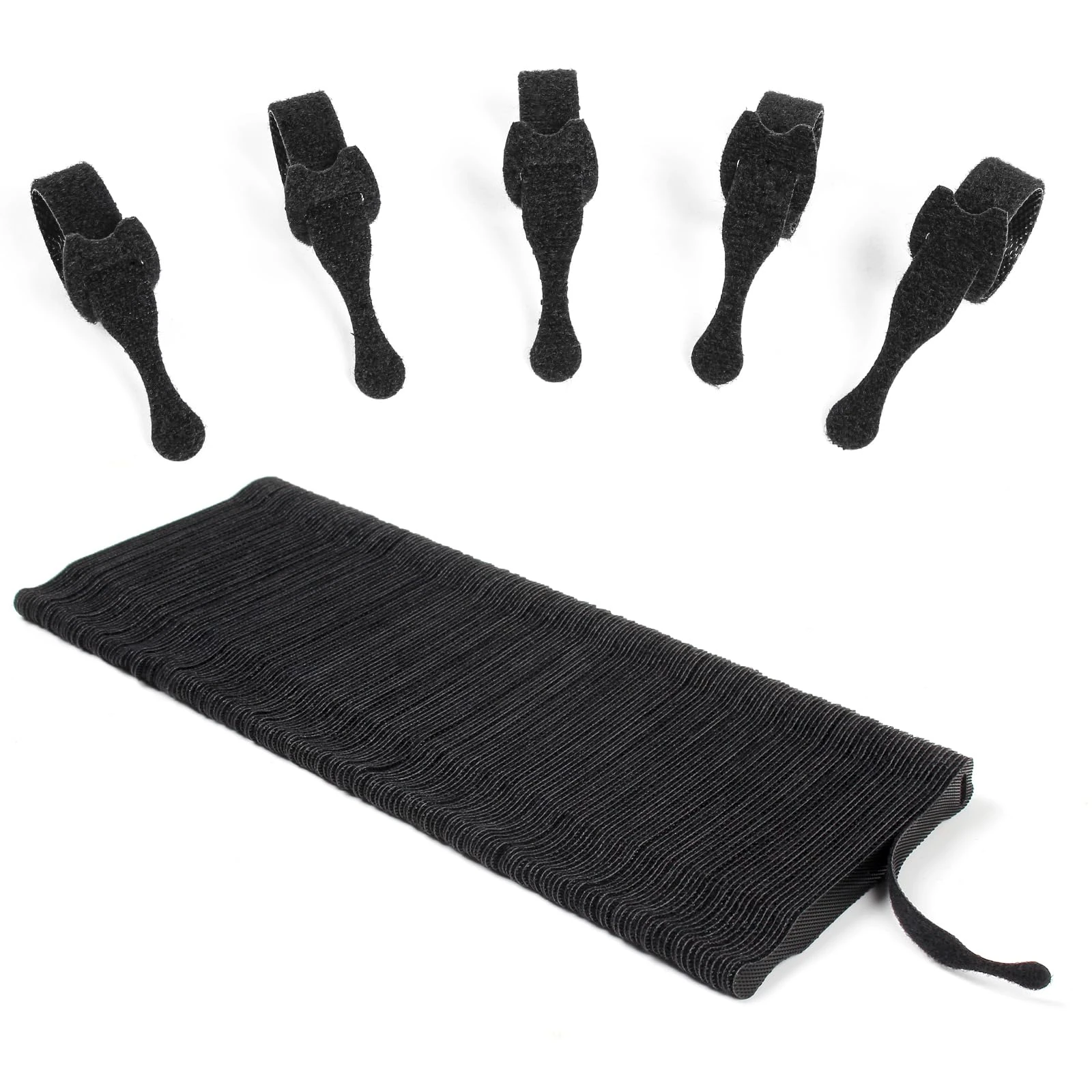 OneLeaf 180PCS Reusable Cable Ties, Black Adjustable 4-Inch Cord Organizer Ties, Multi-Purpose Hook Loop Cable Management Wire Ties for Organizing Home, Office, Data Centers