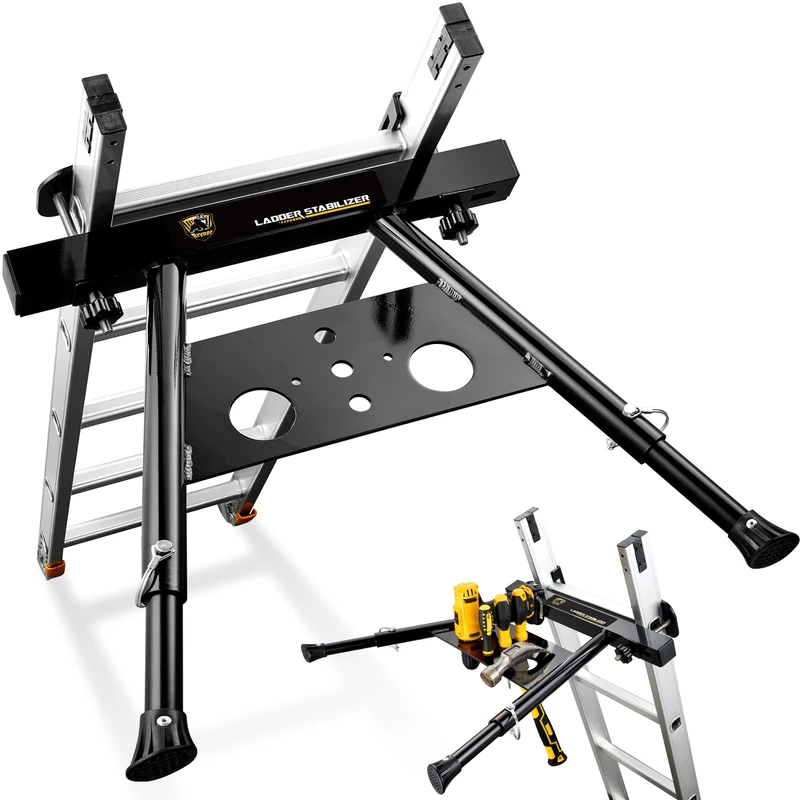 Bryner Ladder Stabilizer, Extension Ladder Stabilizer for Roof Wall Standoff Ladder Accessory Safety Stability Aviation Grade Aluminium, Adjustable Length 22-29.5In Ladder Stabilizer