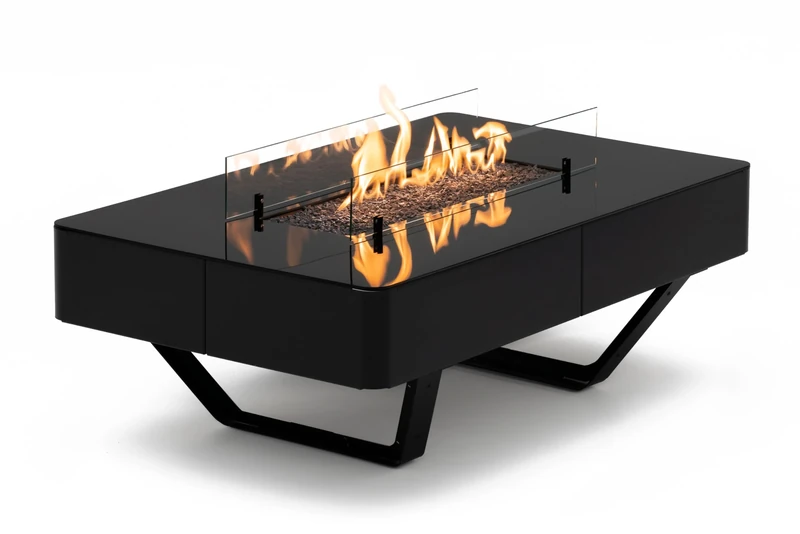 PLANIKA - Rio Table - Coffee Table with LPG Fire line Black Portable Garden Patio