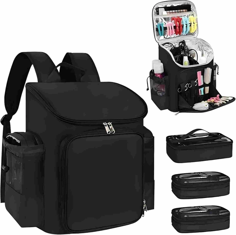 Hairstylist Traveling Bag, Large Capacity Barber Travel Backpack, Hairdresser Bag with Adjustable Dividers, Hair Tools Travel Case, Professional Cosmetology Bags for Supplies, Hair Stylist Must Haves - Image 1